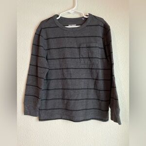 Old Navy Dark Gray Striped Boys Warm and Cozy Long Sleeve Tee size S 6/7-NWOT